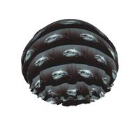 Great White Shark Printed Reusable Shower Hats, Double Layer Headgear For Spa And Salon, Large Hair Wrap