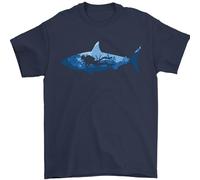 Great White Shark Scuba Diver Diving Mens T-Shirt 100% Cotton Navy Blue 5XL