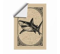 Great White Shark Study Vintage Unframed Wall Art Print A2 (59.4×42cm), Wall Decor for Living Room, Bedroom, Office & Home, Art Gift