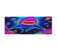 Great White Shark Uv Mouse Pad In Big Extended Non-Slip Rubber Base Mousepad With Stitched Edges Gaming Pc Desktop Large Mouse Pad 11.8x31.5