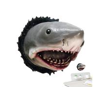Great White Shark Wall Trophy Sculpture - Decorative Marine Predator Head, Resin Mounted Fish | 3D -Themed Accent, Statement Piece for Bar or Game Room, Conversation Starter, Sculptural Wall Ar