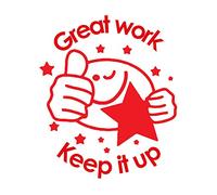 Great Work Keep It Up - Thumbs Up Stamper - Red