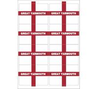 Great Yarmouth England Flag Rectangular Matt Paper Stickers A4 Sheet of 8 (Each Sticker is 99mm x 68mm)