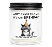 Greatabox Cat Birthday Gifts for Women Men, Happy Birthday Cat Gifts for Cat Lover, Unique Cat Candle Birthday Decorations - 7oz Soy Wax Lavender Scented Candle