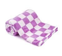 GreatBba Plush Checkered Baby Blanket,30 x 40 Inch Fleece,Purple White