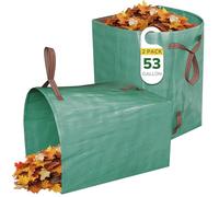 GreatBuddy Lawn Bag, 53 Gallon Yard Waste Bags, Heavy Duty PP Garden Leaf Bags for Leaves, Grass and Debris, Reusable & Foldable Leaf Collector with Handles, Wide Opening and Self-stand Design, 2 Pack