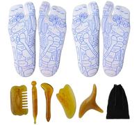 GreatCase 2 Pairs Reflexology Socks with Beginner Acupoint Massage Tools Set of 5 - Foot Pain Relief Remedy for Foot Massage Rod for Women Tired Relieve