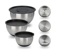GreatChef Mixing Bowls Stainless Steel Set of 9-1.5, 3.0, 5QT Bowl and Graters, with Airtight Lids, Non-slip Base, Metal Nesting, Storage, Salad, Baking, Elegance in Every Mix & Serving