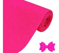 Greatdiy Fluorescent Pink Chunky Glitter Fabric Roll 12 x 52 inch Sparkly Bright Peach Red Summer Faux Leather for Bows Earrings (19014#5)