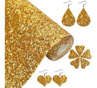 Greatdiy Gold Chunky Glitter Faux Leather 1 Roll 12x52inch Bundle Sparkly Shiny Canvas PU Leather Holiday Fabric for Cricut Bows Earrings Crafts (30cm x 132cm) (16013#13 Gold)