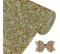 Greatdiy Rose Gold Circle Sequins Chunky Glitter Faux Leather Roll, Sparkly Autumn Collection Fabric for DIY Bows, Crafts, Accessories, 12 x 52 Inch (22017#4)