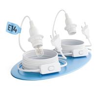 greate 2 x E14 Lamp Holder with Cable and Switch, White, 3.5 Metres, Max. 60 W, 250 V, PVC Cable Material