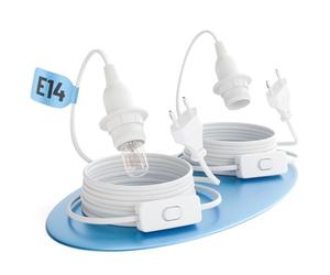greate 2 x E14 Lamp Holder with Cable and Switch, White, 3.5 Metres, Max. 60 W, 250 V, PVC Cable Material