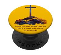 Greater Love Hath No Man Than This - John 15:13 Jesus Cross PopSockets Adhesive PopGrip