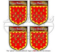 GREATER MANCHESTER England British Shield UK Britain 50mm (2") Vinyl Bumper-Helmet Stickers, Decals x4