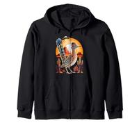 Greater roadrunner Bird Fun UFO Alien Spaceship Desert Zip Hoodie
