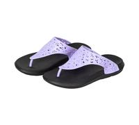 GreaterGood Cut Out Paw Print Flip Flops Lightweight EVA Slip On Animal Lover Summer Sandals Gifts for Women Mom Ladies, Purple, 4.5 UK