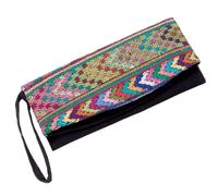 GreaterGood Harmonious Colors Fair Trade Clutch Wristlet Purse Carry All Wallet for Women Small Handbag Gift for Ladies, Upcycled Huipil