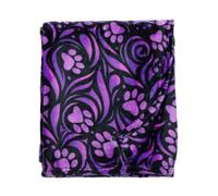 GreaterGood Super Cozy Fleece Paw Print Throw Blanket, Purple Paw Symphony