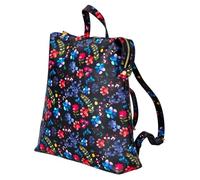 GreaterGood Vibrant Paw Prints Galore Faux Leather Backpack Purse Adjustable Straps Carry-On Bag Travel Daypack for Women, Flower Garden Paws, L, Adjustable Backpack
