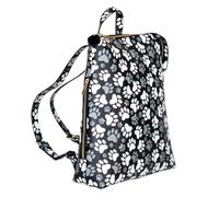 GreaterGood Vibrant Paw Prints Galore Faux Leather Backpack Purse Adjustable Straps Carry-On Bag Travel Daypack for Women, Paws & More Paws, L, Adjustable Backpack