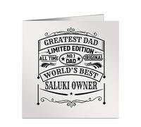 Greatest Dad No 1 World's Best Saluki Owner Vintage Style Greetings Birthday Card