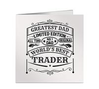 Greatest Dad No 1 World's Best Trader Vintage Style Greetings Birthday Card