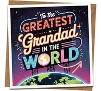 Greatest Grandad in the World Greeting Card, 145mm x 145mm Square, with Kraft Envelope - Grandfather Birthday, Father’s Day, Christmas Card