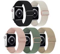Greatfine 5 Pack Braided Solo Loop Compatible with Apple Watch Bands 38mm 40mm 41mm 42mm 44mm 45mm 46mm 49mm Women Men,Stretch Nylon Wristbands for iWatch Series 10 9 8 7 6 5 4 3 11 Ultra 3 2/SE 3 2