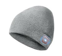 Greatfine Bluetooth Beanie Hat, Fleece Lined Beanie for Men/Women/Teen, HD Stereo Winter Hat, Stocking Stuffer,Gift Packaging, Light Gray, One Size