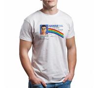 GREATFITS McLovin Driver License Hawaii Inspired White T-Shirt for Mens