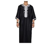 Greatfool Djellaba Muslim Men - Qamis Men Black with Premium Quality Finish - Gandoura Man Moroccan Kaftan or Kamis Muslim Man - M