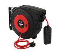GREATIDE Cable Reel Retractable Automatic 50FT+4.5 (15+1.5M), Extension Cable Reel for Wall/Ceiling Mounting/Fence/Garden, Red
