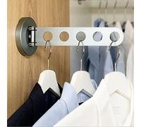 Greatim Folding Clothes Hanger RackWall Mounted, Space Saving Closet Organizer, Closet Valet Rod, Clothing Hanging System Laundry Drying Rack (Iron Grey)