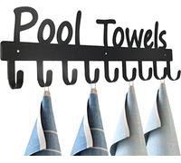 GreatMH Black Pool Towel Rack Outdoor Towel Rack for Pool Towel Hooks Towel Hanger for Bathrobes Clothes 9 Hooks