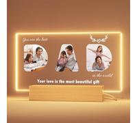 Greatminer Personalised Dad Gifts - Customised Dad Photo Album, Optional LED Lighting, Birthday Presents for Daughter and Son