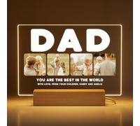 Greatminer Personalised Gifts for Dad - Customised Dad Plaque with Photo and Text - Father's Day Gifts - Acrylic Glass 5x7 with Optional LED Base