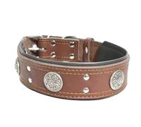 GREATRICH Leather Dog Collar Wide 4 cm, Reinforced Genuine Leather Dog Collars, Personalized Collar Ideal for Large Dogs, Fleece Lining, Steel Buckle, Perfect Large Dog Gift