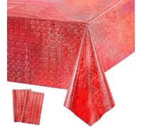 GREATRIL Red Party Table Cloth Disposable Tablecloth for Birthdays Party/Stranger/Carnival/Valentines/Halloween/Graduation 2026 Christmas Decorations Rectangle Tablecover 54'' x 108'' - 2 Packs