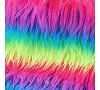 GreatRise 25 x 25 cm Square Faux Fur Fabric Material Shaggy Faux Fur Fabric Cuts Plush Sew-On Patches Fabric for Clothes Rugs Patches Sofa Blankets Seat Cushion Rainbow Stripes 1 Piece