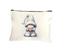 GreatRise Cosmetic Bag Canvas Make Up Bag with Santa Claus Gnome Pattern Makeup Bag Women's Zip Toiletry Bag Cosmetic Bag Organiser for Travel Christmas Gift White, White