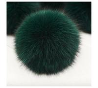 GreatRise Pack of 2 Fur Pompoms for Hats, Artificial Hair Ball, Imitation Fox Hair Ball, Faux Fur Bobble Plush Pompom for DIY Hats, Bags, Scarves, Shoes, Key Chain, Dark Green, 10 cm