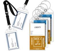 GreatShield Cruise Luggage Tag Holder (4 Pack) + ID Holder with Lanyard (2 Pack) Weather Resistant PVC Zip Pouch & Steel Loop for Princess, Carnival, Holland American, and Norwegian Cruise Line