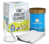 GreatShield Jewelry Cleaner Solution Kit (Made in USA), Upgraded 7.5 oz Silver Liquid Dip, Tarnish Remover with Polishing Microfiber Cloths and Basket for Gold, Coins, Diamond Rings, Earrings, Watch