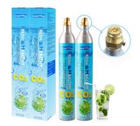 GreatWhip 60 Liter CO2 Gas Cylinder, Compatible with SodaStream, Aarke Screw In Carbonators, 14.5 oz Thread Refill Cartridges, Making Fizzy Carbonated Sparkling Water, 2 Pack