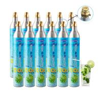 GreatWhip 60 Liter CO2 Gas Cylinder, Compatible with SodaStream, Aarke Screw In Carbonators, 14.5 oz Thread Refill Cartridges, Making Fizzy Carbonated Sparkling Water, 12 Pack