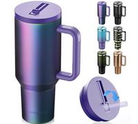 Greatyos 40 oz Tumbler with Handle and Flip Straw Lid Insulated Traveler Tumblers with Lids Straws Double Wall Vacuum Leak Proof Stainless Steel 40oz Cups Mug Gifts for Men Women Him Her (Aurora)