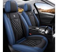 GREB Car Seat Covers for Hyundai Santa Fe HEV 2021 2022 2023 2024 2025, Leather Waterproof Breathable Front Rear Seats Protectors Cover Cushion Covers Interior,F Black-Blue