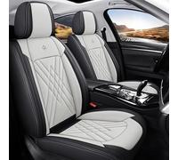 GREB Car Seat Covers for Hyundai Santafe 2013 2014 2015 2016 2017 2018, Leather Waterproof Breathable Front Rear Seats Protectors Cover Cushion Covers Interior, E Black-Beige