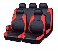 GREB Leather Car Seat Covers for Nissan Juke 2010 2011 2012 2013 2014 2015 2016 2017 2018 2019, 9pcs NonSlip Waterproof Breathable Seat Covers Full Set Seat Protector Accessories,Red
